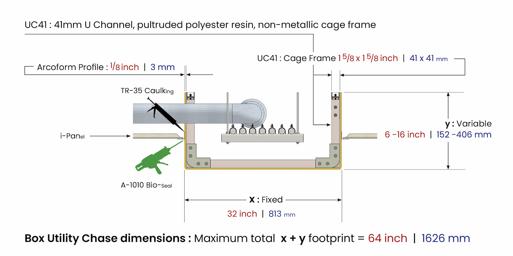 Arcoform Shroud Chase dimensions inclosed MEPs