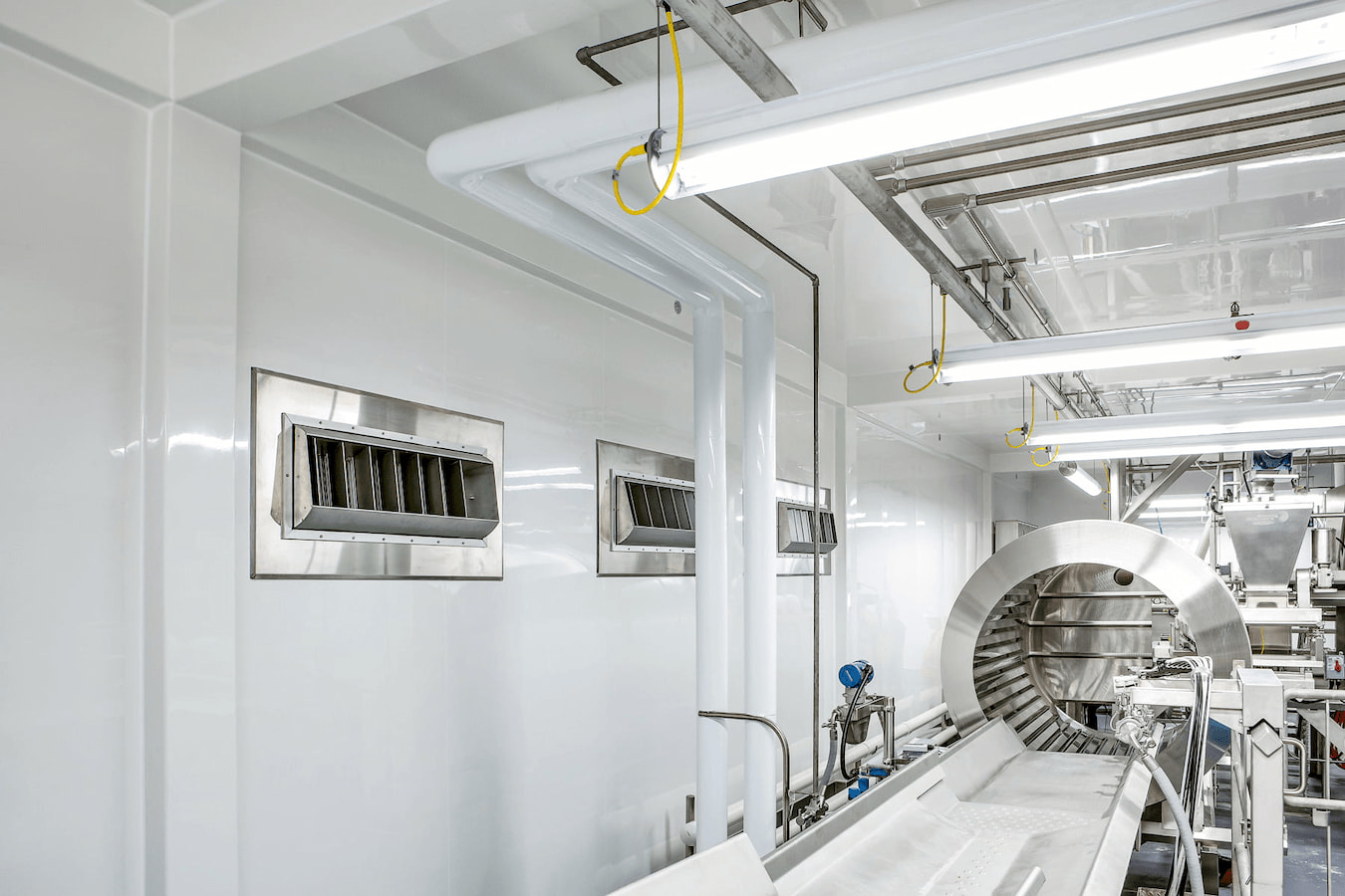Arcoplast, interior of high tech food plant and machinery