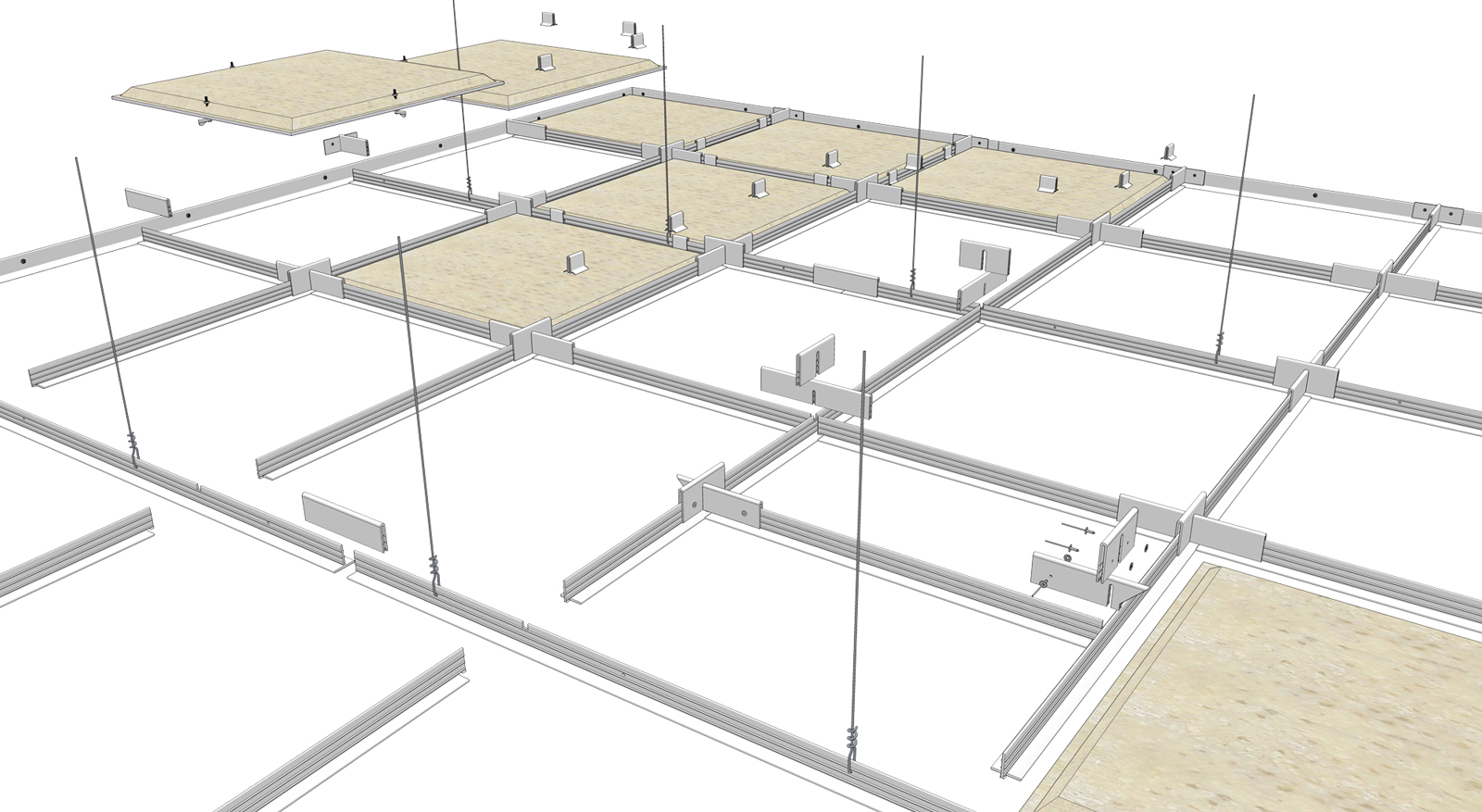 Exploded view, TR35 suspended grid